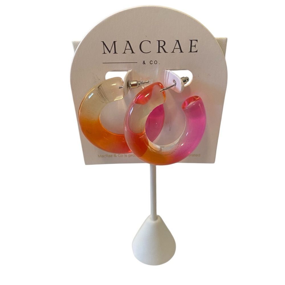 Macrae & Co. Pink, Orange & Yellow Gradiant C-Hoop Earrings